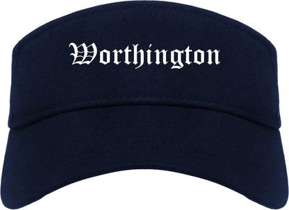 Worthington Minnesota MN Old English Mens Visor Cap Hat Navy Blue