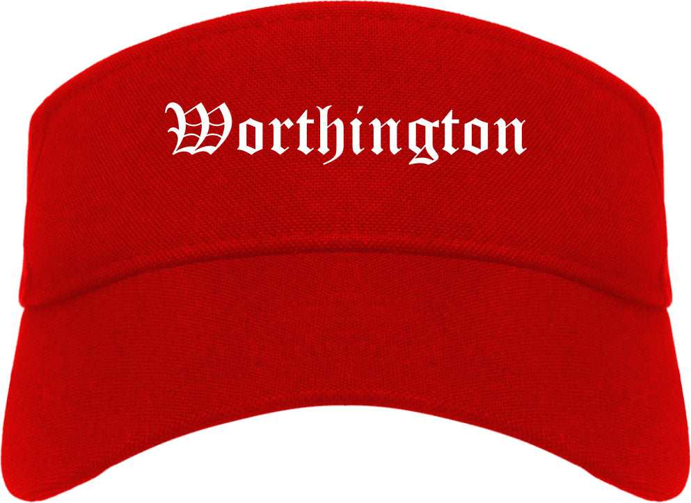 Worthington Minnesota MN Old English Mens Visor Cap Hat Red