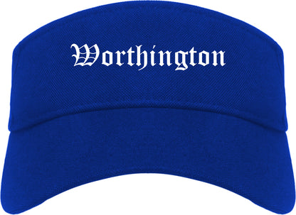 Worthington Minnesota MN Old English Mens Visor Cap Hat Royal Blue