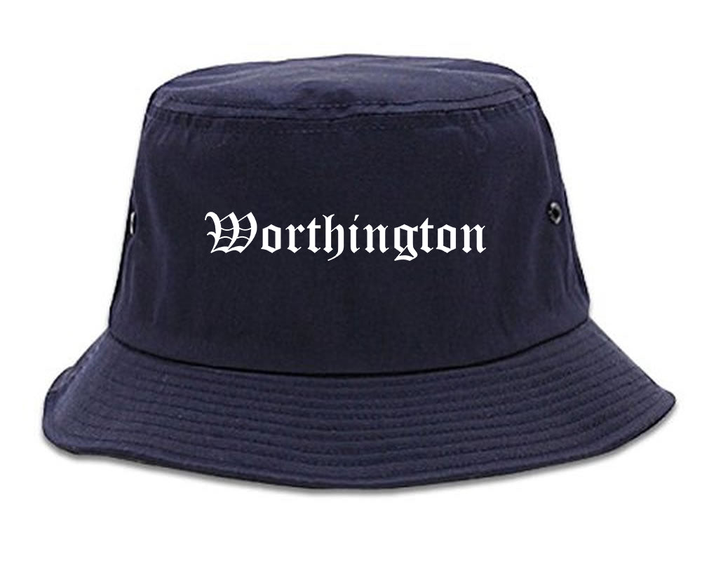 Worthington Ohio OH Old English Mens Bucket Hat Navy Blue