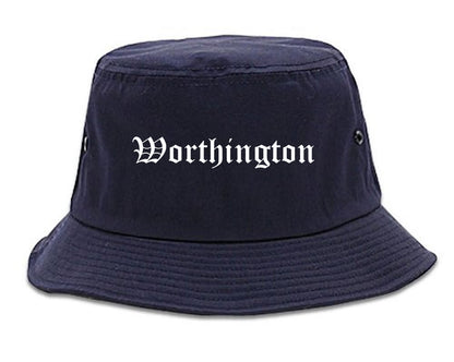 Worthington Ohio OH Old English Mens Bucket Hat Navy Blue