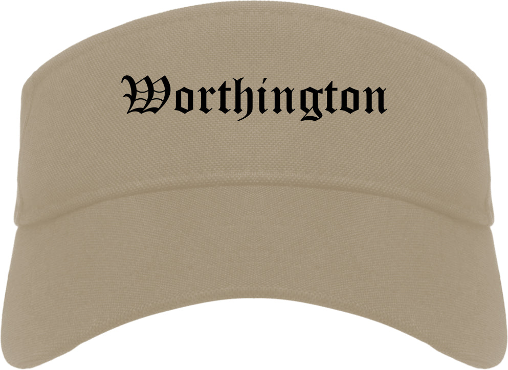 Worthington Ohio OH Old English Mens Visor Cap Hat Khaki