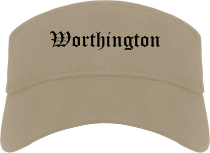 Worthington Ohio OH Old English Mens Visor Cap Hat Khaki