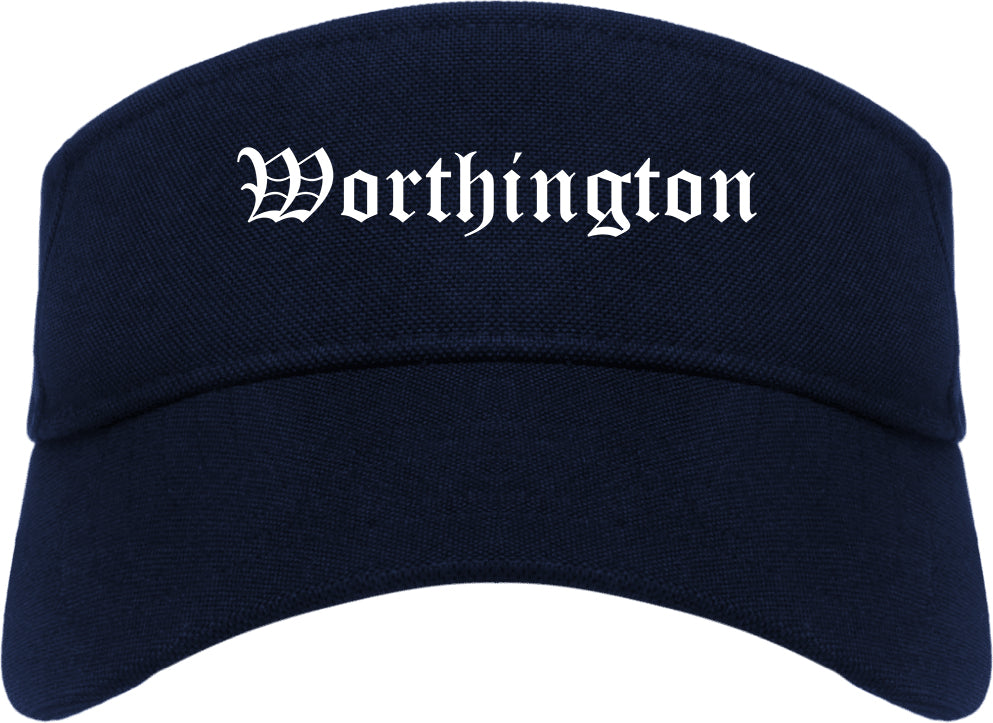 Worthington Ohio OH Old English Mens Visor Cap Hat Navy Blue
