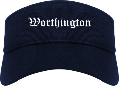 Worthington Ohio OH Old English Mens Visor Cap Hat Navy Blue