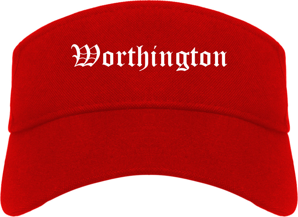 Worthington Ohio OH Old English Mens Visor Cap Hat Red