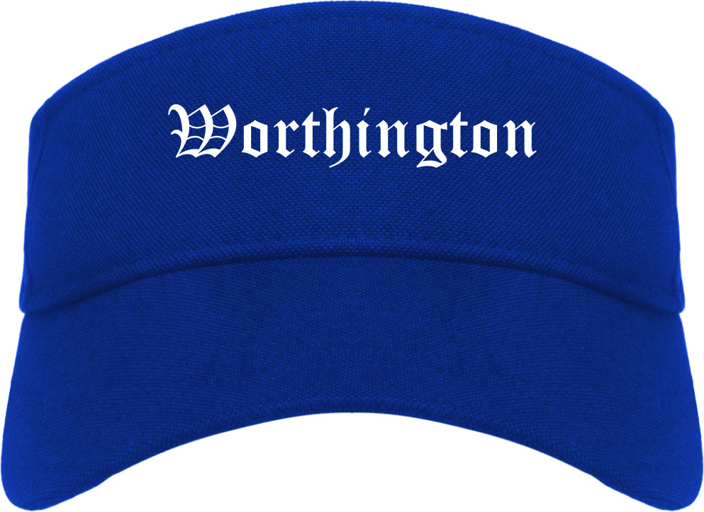 Worthington Ohio OH Old English Mens Visor Cap Hat Royal Blue