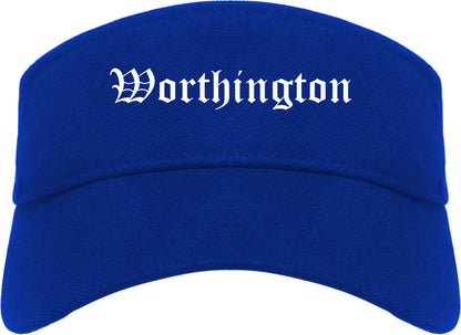 Worthington Ohio OH Old English Mens Visor Cap Hat Royal Blue