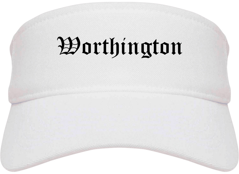 Worthington Ohio OH Old English Mens Visor Cap Hat White