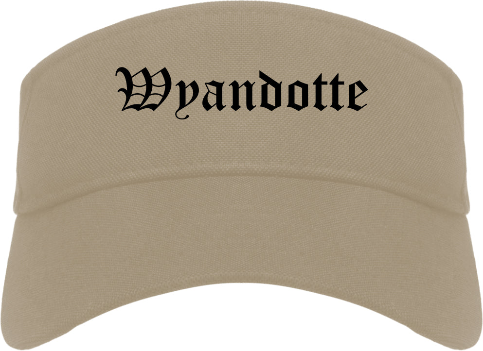 Wyandotte Michigan MI Old English Mens Visor Cap Hat Khaki