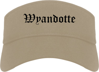 Wyandotte Michigan MI Old English Mens Visor Cap Hat Khaki