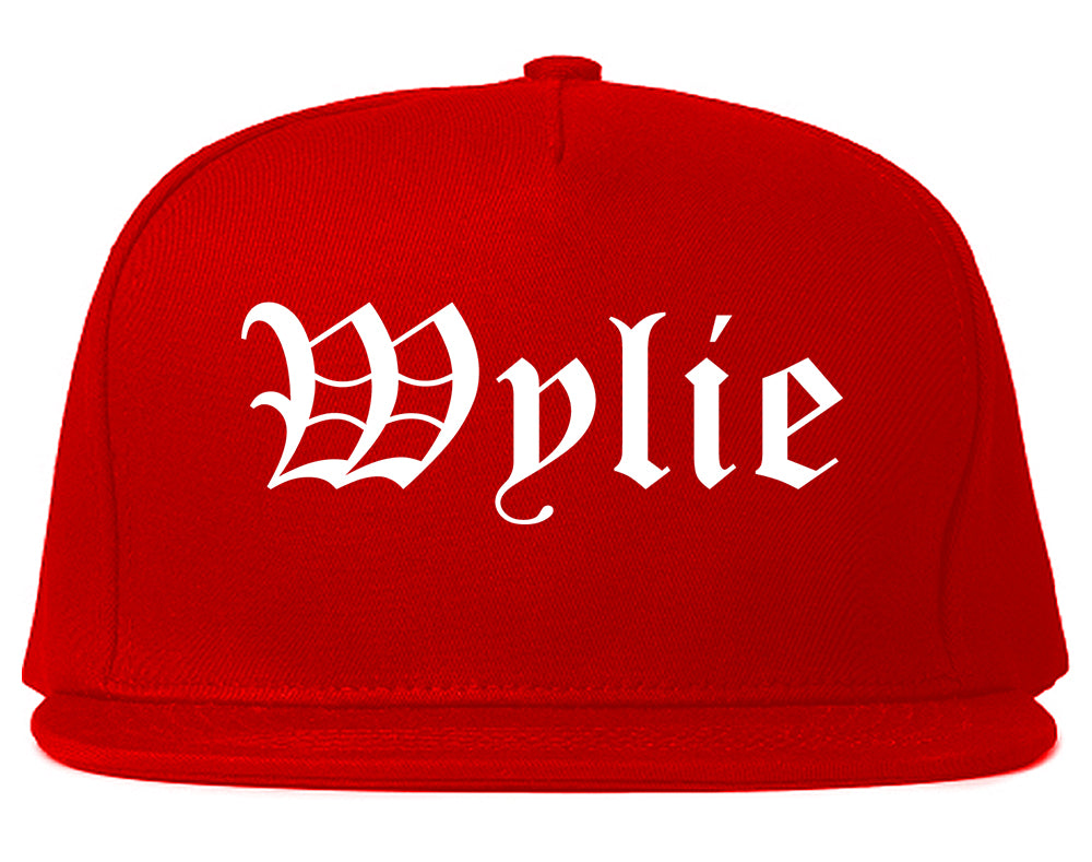 Wylie Texas TX Old English Mens Snapback Hat Red