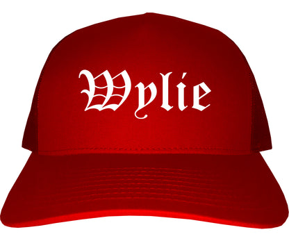 Wylie Texas TX Old English Mens Trucker Hat Cap Red