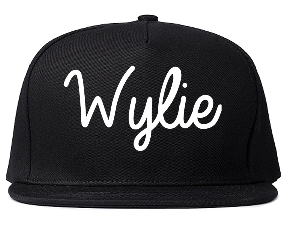 Wylie Texas TX Script Mens Snapback Hat Black