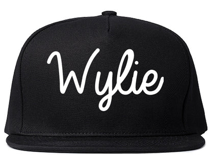 Wylie Texas TX Script Mens Snapback Hat Black
