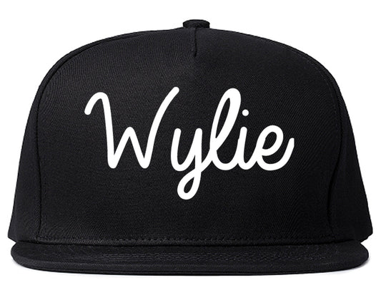 Wylie Texas TX Script Mens Snapback Hat Black