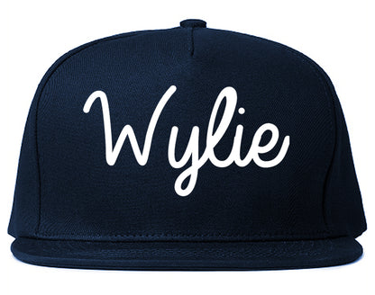 Wylie Texas TX Script Mens Snapback Hat Navy Blue