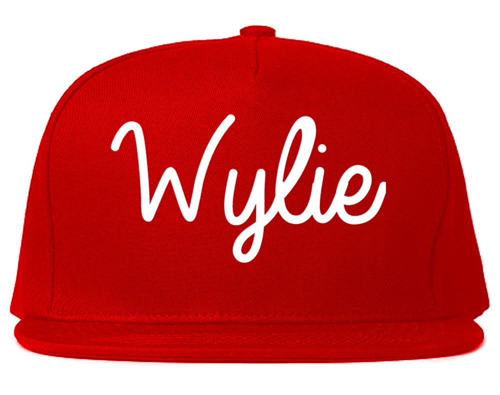 Wylie Texas TX Script Mens Snapback Hat Red