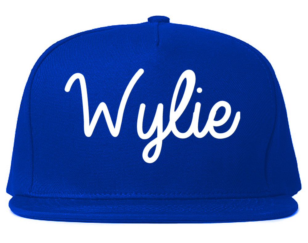 Wylie Texas TX Script Mens Snapback Hat Royal Blue