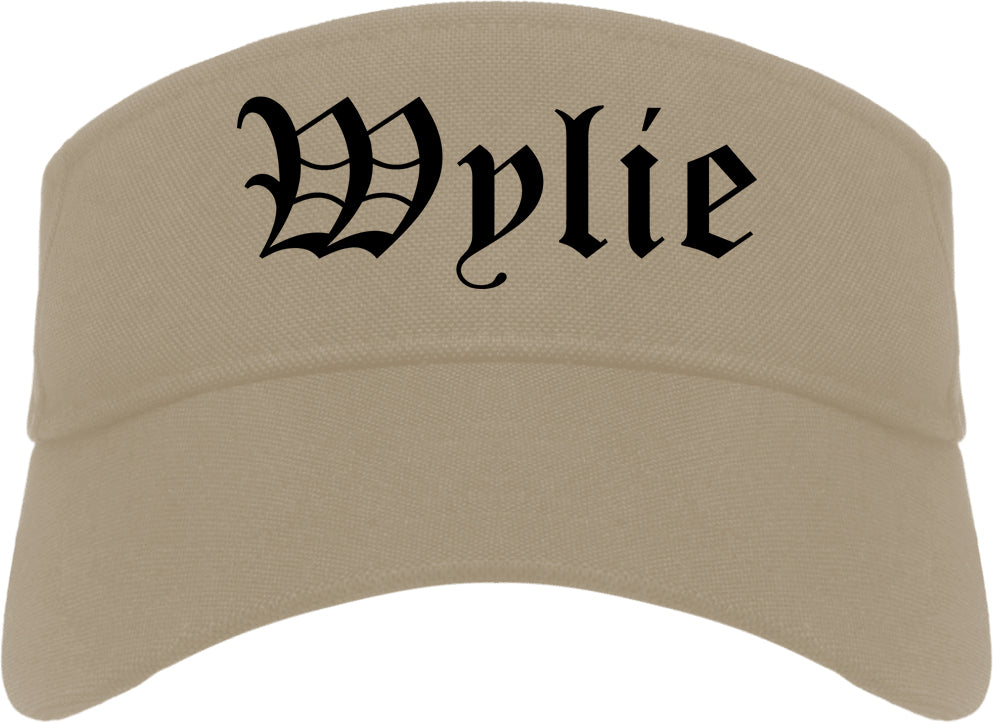Wylie Texas TX Old English Mens Visor Cap Hat Khaki
