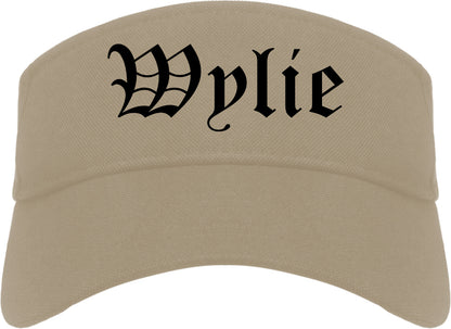 Wylie Texas TX Old English Mens Visor Cap Hat Khaki