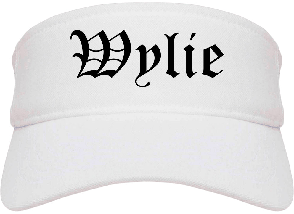 Wylie Texas TX Old English Mens Visor Cap Hat White