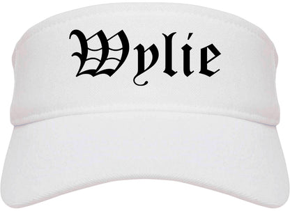 Wylie Texas TX Old English Mens Visor Cap Hat White