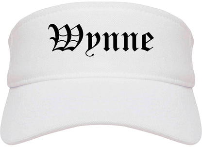 Wynne Arkansas AR Old English Mens Visor Cap Hat White