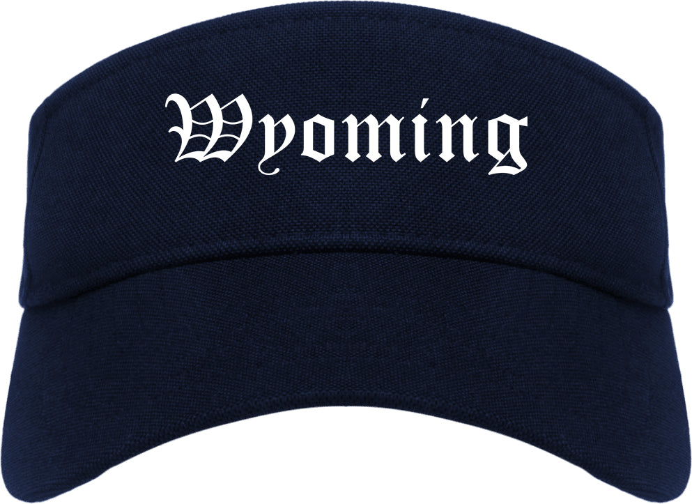 Wyoming Michigan MI Old English Mens Visor Cap Hat Navy Blue