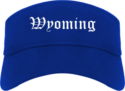 Wyoming Michigan MI Old English Mens Visor Cap Hat Royal Blue