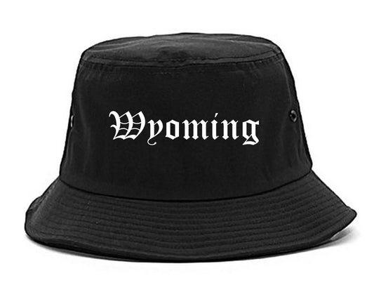 Wyoming Ohio OH Old English Mens Bucket Hat Black