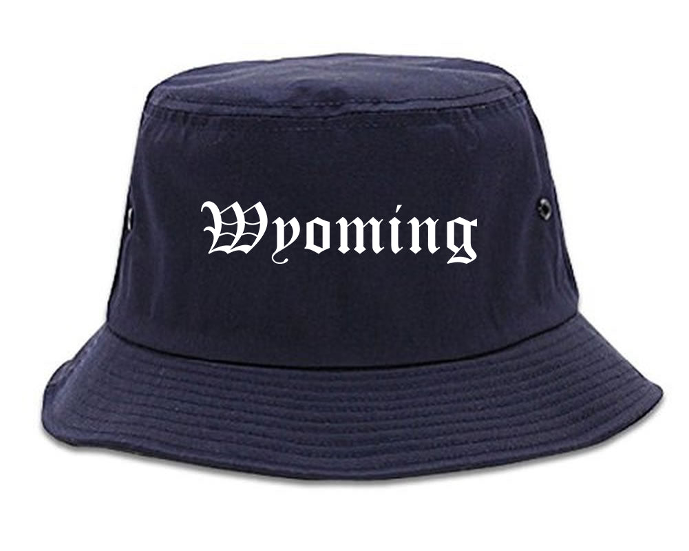 Wyoming Ohio OH Old English Mens Bucket Hat Navy Blue