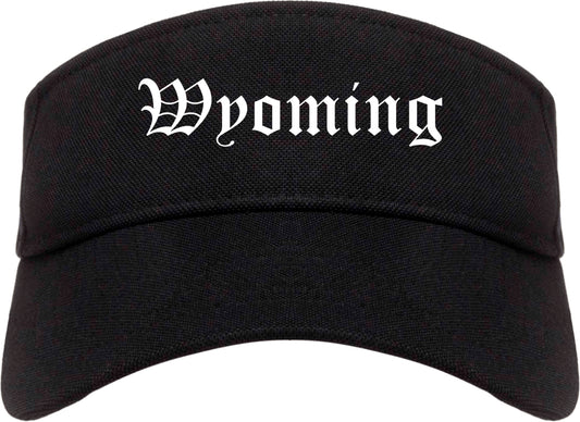 Wyoming Ohio OH Old English Mens Visor Cap Hat Black