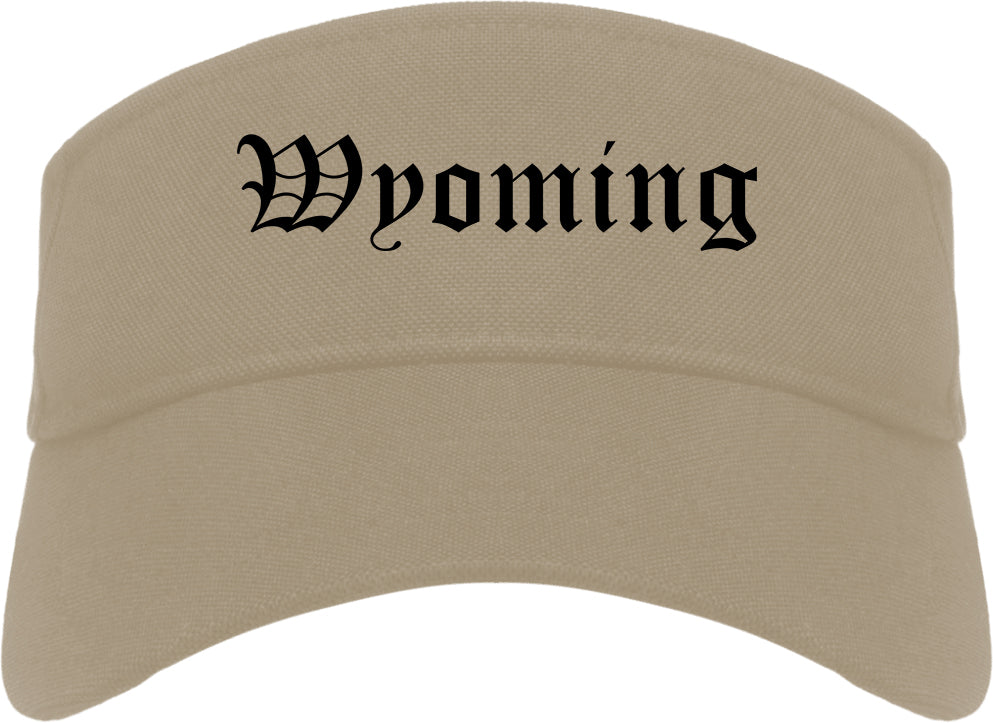 Wyoming Ohio OH Old English Mens Visor Cap Hat Khaki