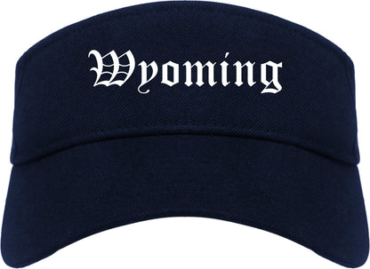 Wyoming Ohio OH Old English Mens Visor Cap Hat Navy Blue