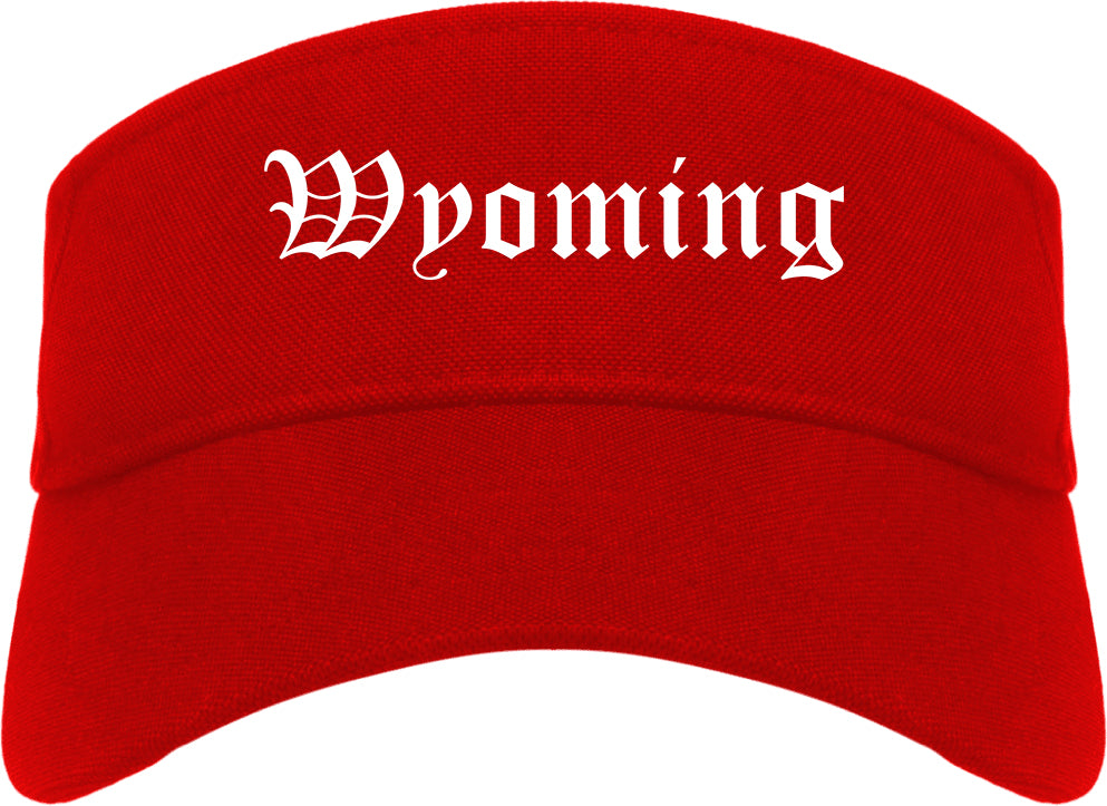 Wyoming Ohio OH Old English Mens Visor Cap Hat Red