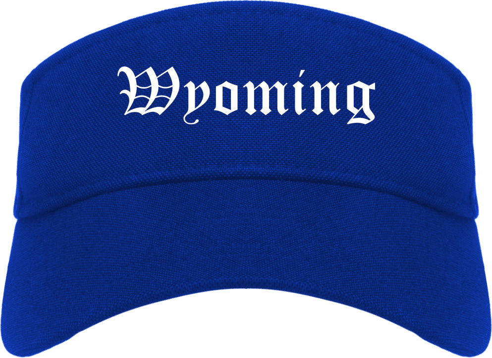 Wyoming Ohio OH Old English Mens Visor Cap Hat Royal Blue