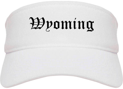 Wyoming Ohio OH Old English Mens Visor Cap Hat White