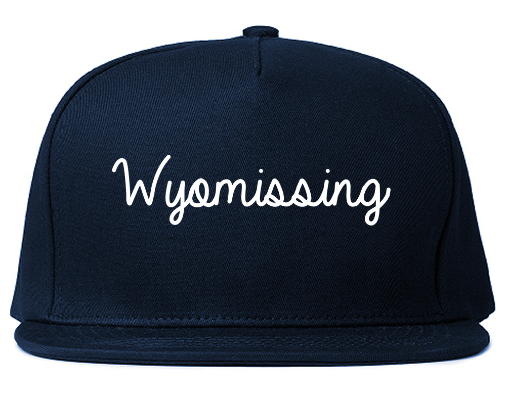 Wyomissing Pennsylvania PA Script Mens Snapback Hat Navy Blue