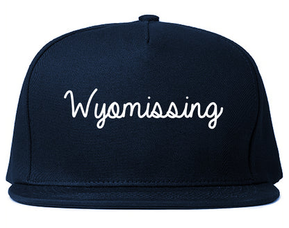 Wyomissing Pennsylvania PA Script Mens Snapback Hat Navy Blue