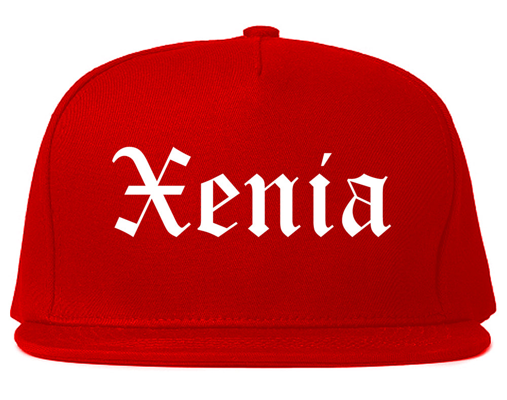 Xenia Ohio OH Old English Mens Snapback Hat Red