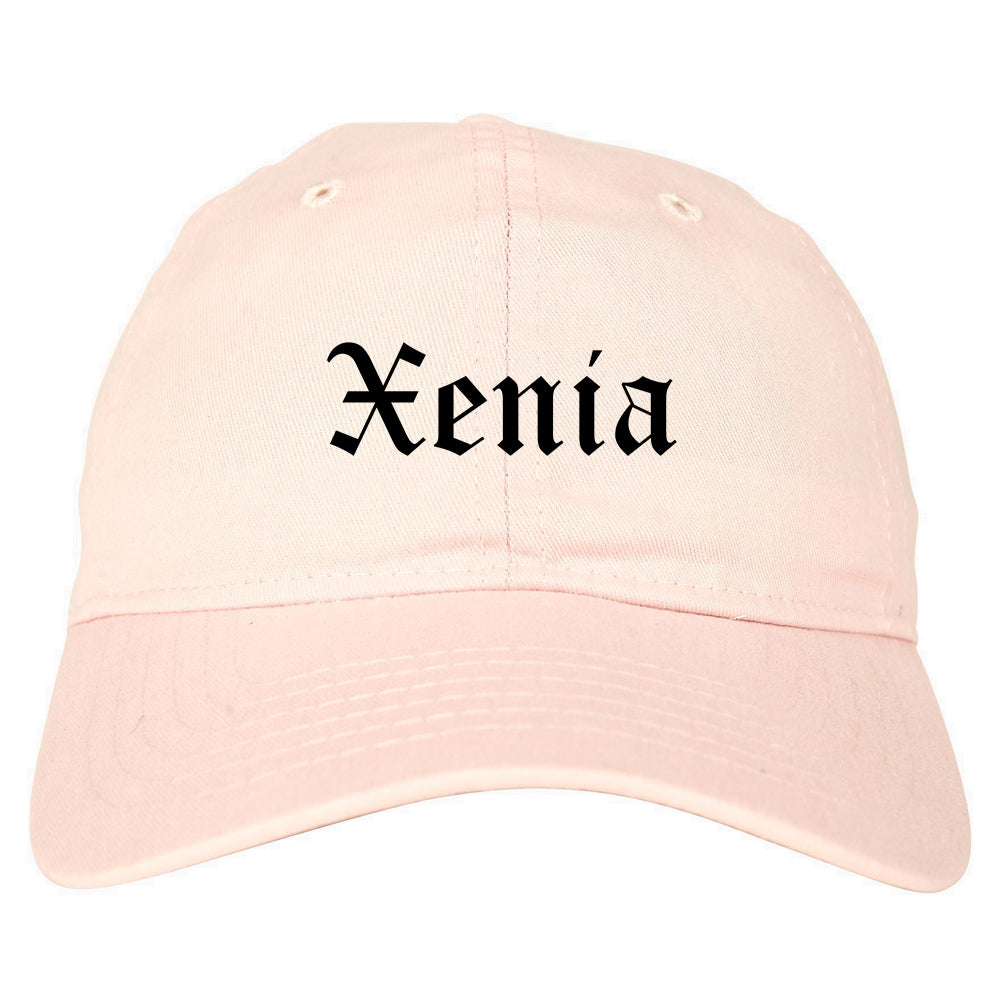 Xenia Ohio OH Old English Mens Dad Hat Baseball Cap Pink