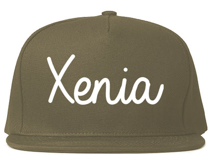 Xenia Ohio OH Script Mens Snapback Hat Grey