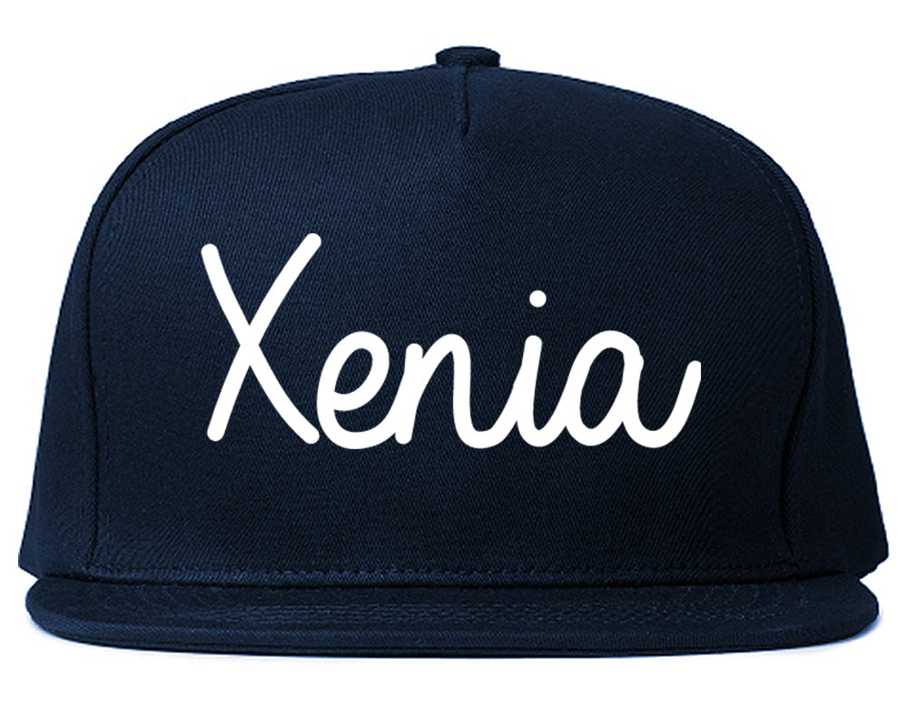 Xenia Ohio OH Script Mens Snapback Hat Navy Blue