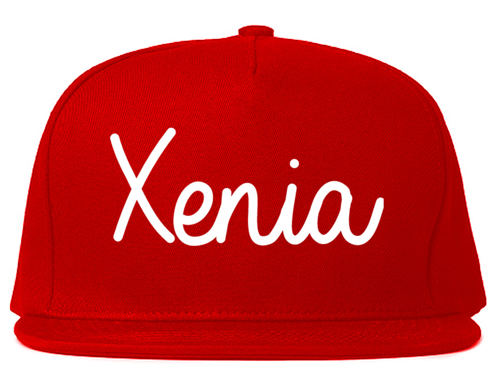 Xenia Ohio OH Script Mens Snapback Hat Red