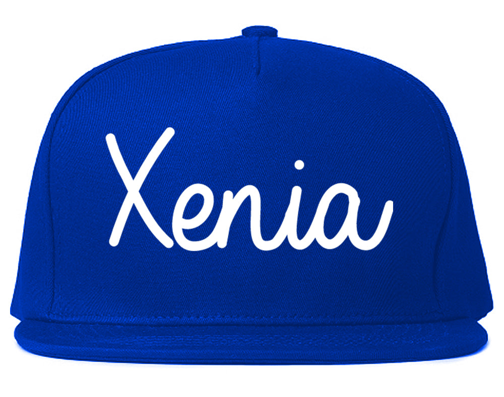 Xenia Ohio OH Script Mens Snapback Hat Royal Blue