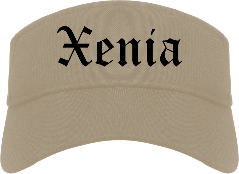 Xenia Ohio OH Old English Mens Visor Cap Hat Khaki