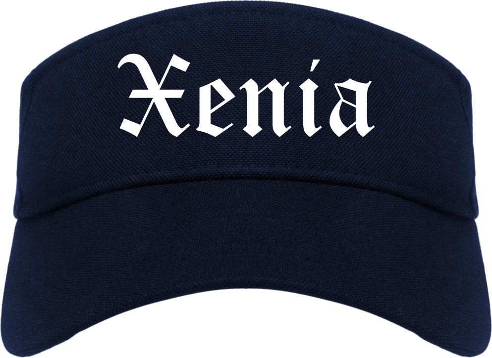 Xenia Ohio OH Old English Mens Visor Cap Hat Navy Blue
