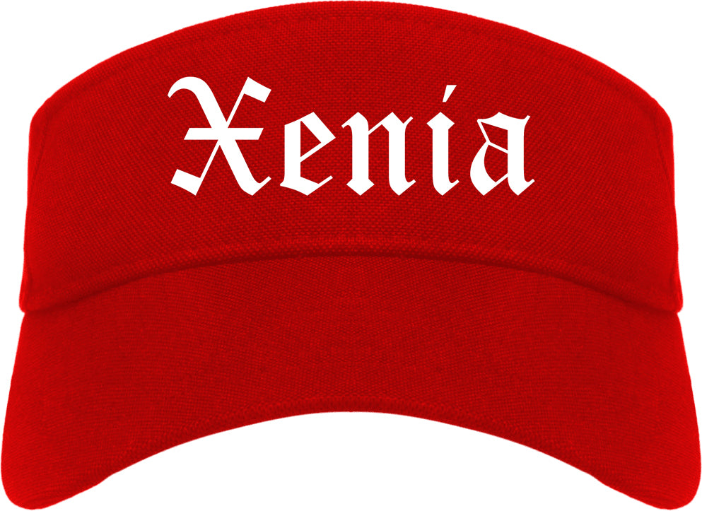 Xenia Ohio OH Old English Mens Visor Cap Hat Red