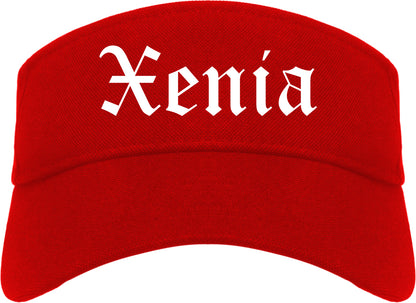 Xenia Ohio OH Old English Mens Visor Cap Hat Red